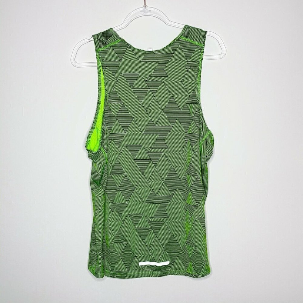 Nike Dri-Fit Tank Women L Neon Green Black Geometric Triangle Scoop Neck Active - Picture 3 of 6